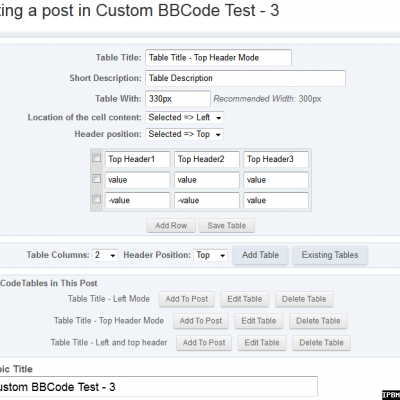 Подробнее о "BBCode Custom Tables Professional 1.1.7 Beta 3"