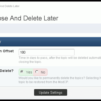 Подробнее о "Topic Close & Delete Later v2.0.0"