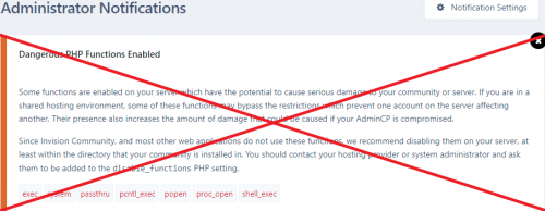Подробнее о "Hide Dangerous PHP Functions Notification Forever"