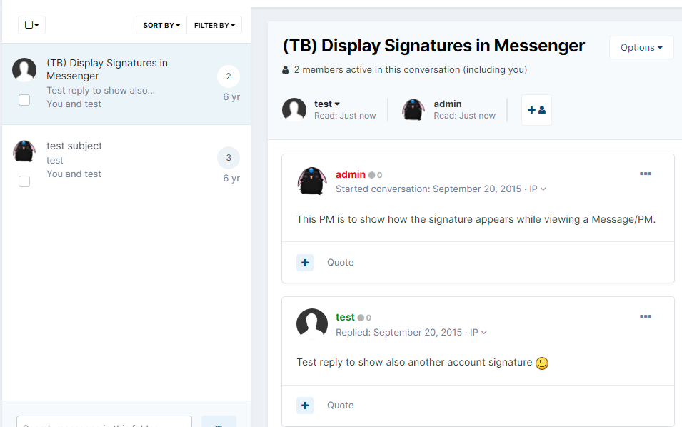 Display Signatures in Messenger